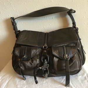 Francesco Biasia off-black dark brown handbag